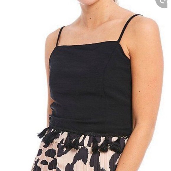 SugarLips Tassel Crop Tank Top In Black Sz L New - Picture 1 of 8